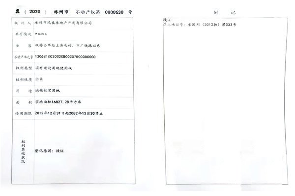 鸿盛香榭湾不动产权证