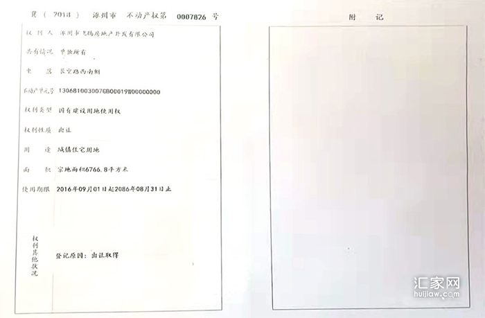 印象城不动产权登记证(宗地面积6766.8平方米)