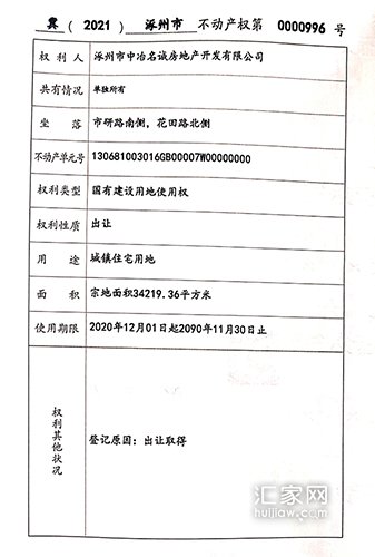 中冶未来城五证(30号地不动产权登记证)
