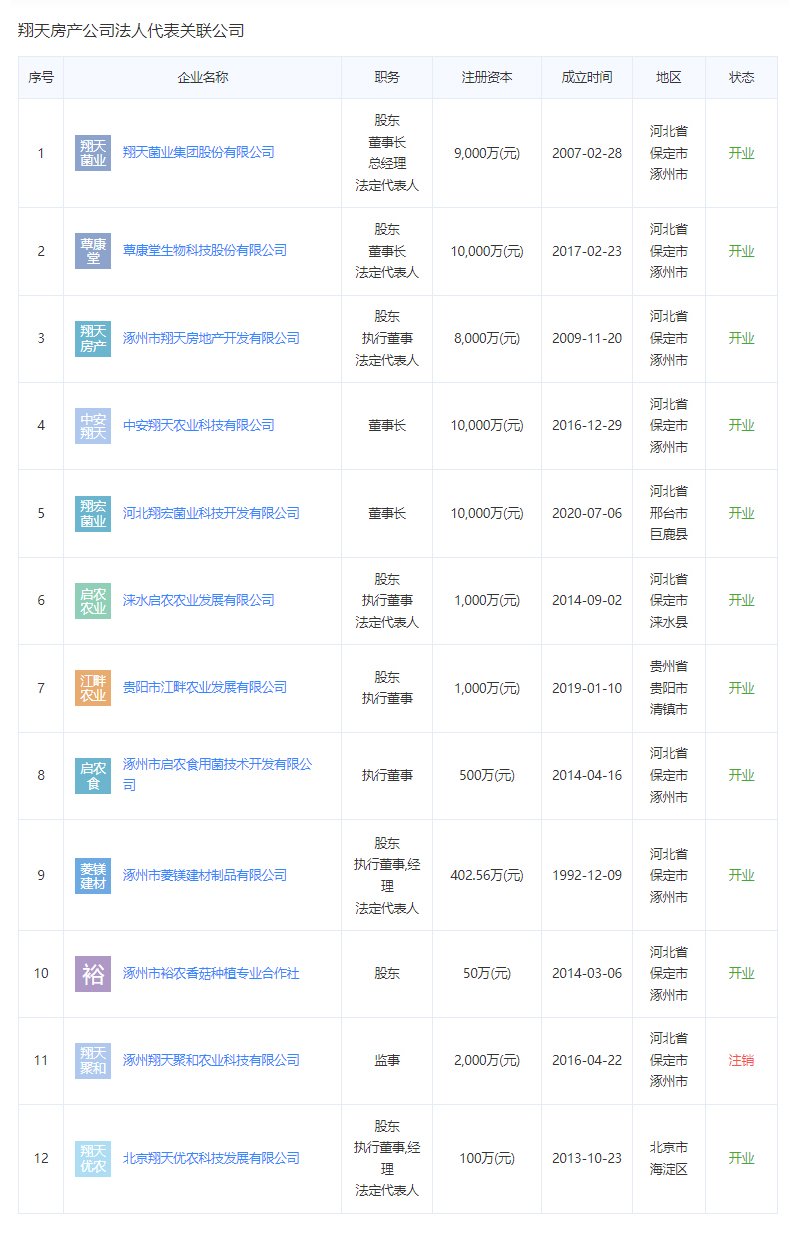 翔天万和城开发商法人代表关联公司