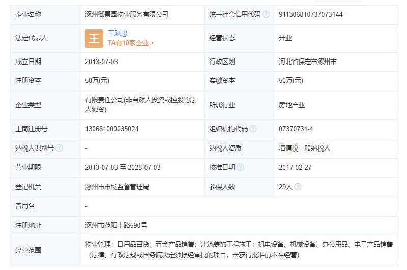 御景园物业工商注册信息