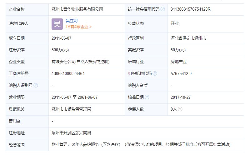 涿州军怡公馆物业公司工商注册信息