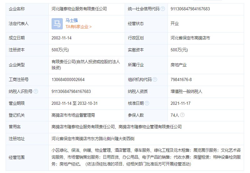 涿州竹语堂物业公司工商注册信息