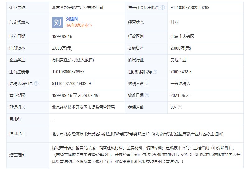 燕赵花园开发商工商注册信息