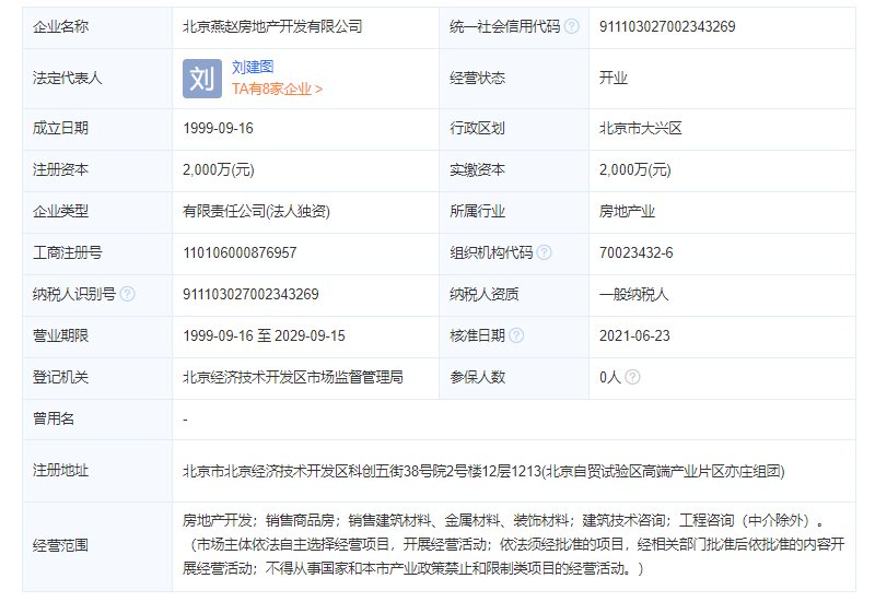 燕赵花园开发商工商注册信息