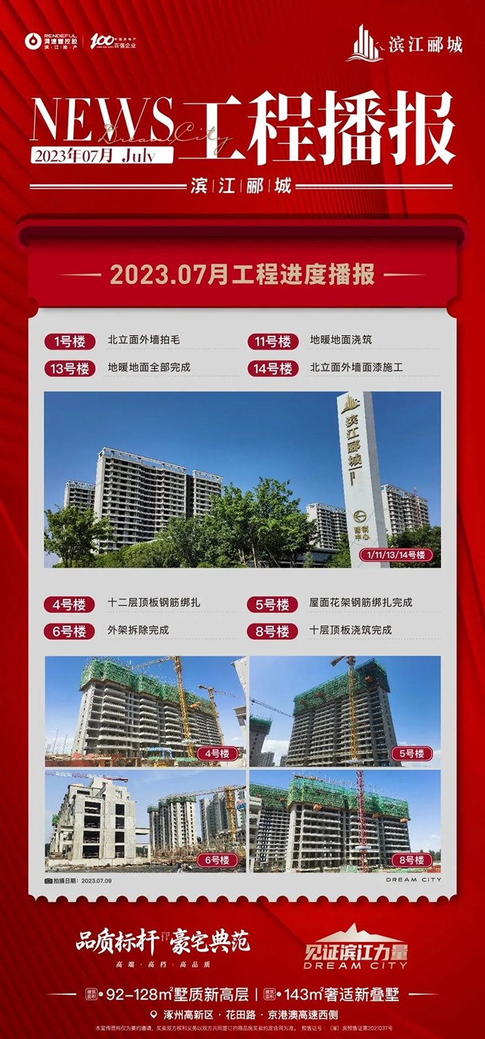 2023年7月涿州滨江郦城工程进度播报