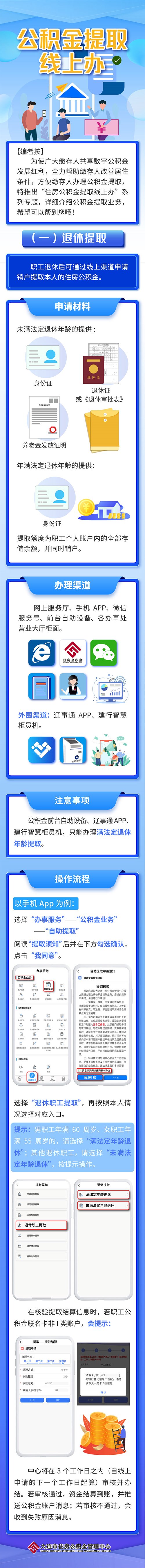 大连职工退休提取公积金申请材料及操作流程